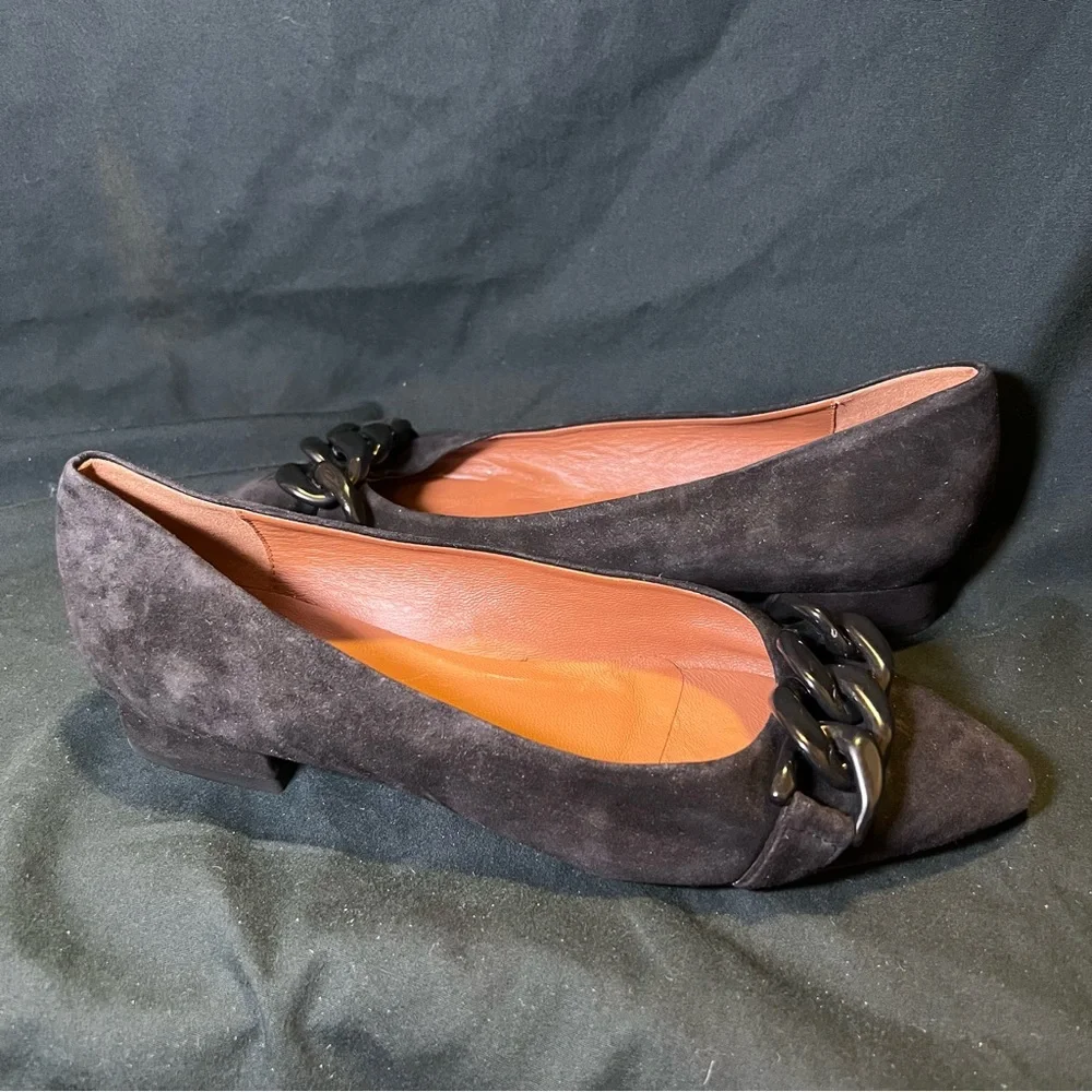 NWOT AQUATALIA PALINA SUEDE CHAIN BALLERINA FLATS IN BLACK SZ 8 - Picture 6 of 8